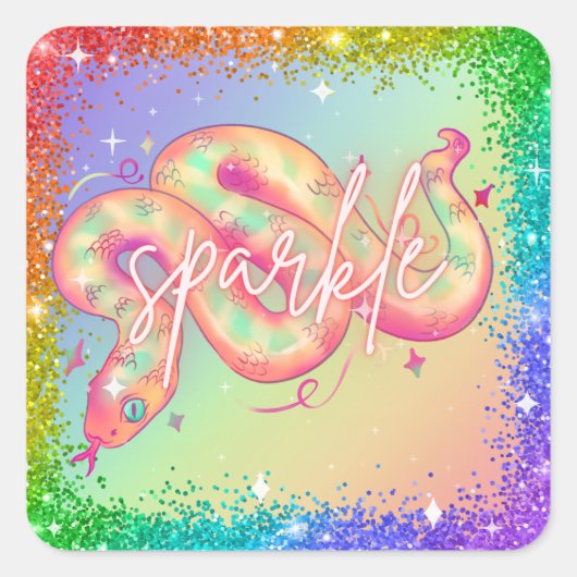 "Sparkle" Rainbow Snake Sticker (Voorkant)