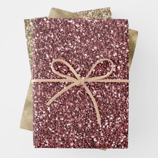 Sparkle Red Glitz Gold Glitter Inpakpapier Vel (In situ)