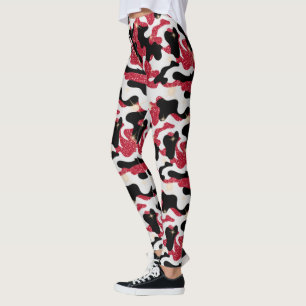Sparkle Rood Wit Zwart Camouflage Camo Leggings