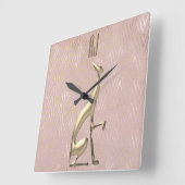 Sparkle Roos Gold Dog Initialen Monogram Vierkante Klok (Hoek)