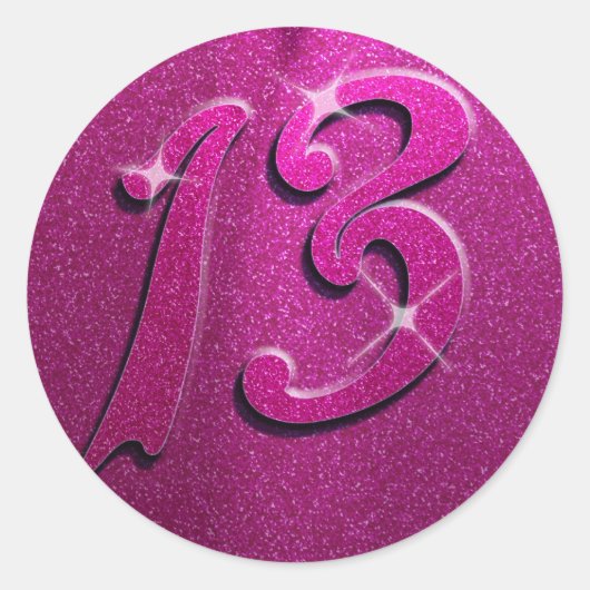 Sparkle roze 13th Birthday Party Stickers (Voorkant)