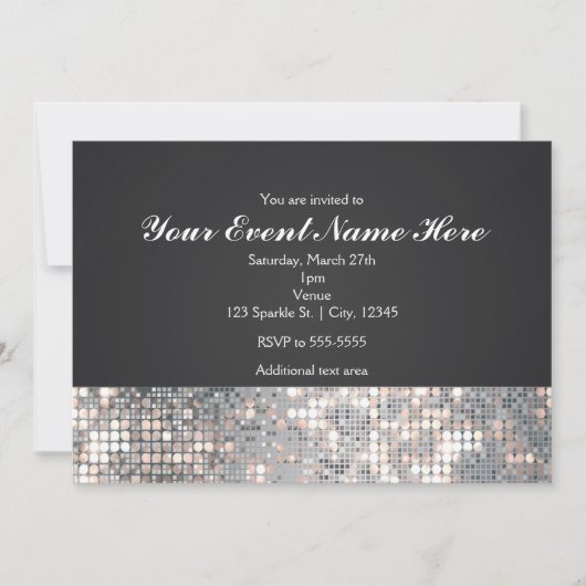 Sparkle Sequins Black Glam Wedding Kaart (Voorkant)