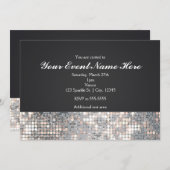 Sparkle Sequins Black Glam Wedding Kaart (Voorkant / Achterkant)