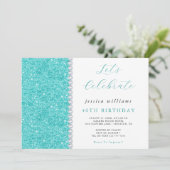  Sparkle Sequins & Diamonds Blauwgroen Verjaardag Kaart (Staand voorkant)