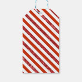 Sparkle & Shine Red Glitter Stripes Kerstmis Cadeaulabel (Achterkant)
