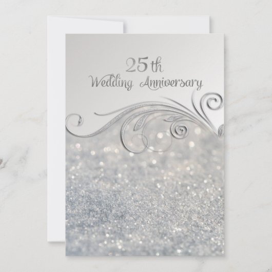 Sparkle Silver 25e huwelijksjubileum-ver2 Kaart (Voorkant)