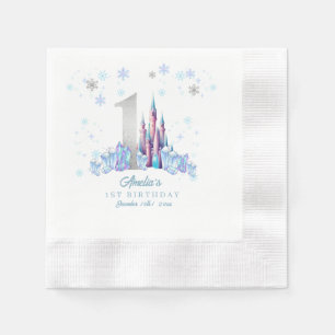 Sparkle Silver Frozen Kingdom Castle 1e verjaardag Servet