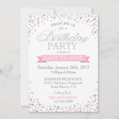Sparkle Silver Glitter en Pink Sprinkles Birthday Kaart (Voorkant)