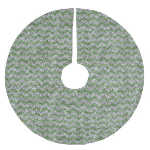 Sparkle Silver Green Glitter Chevron Stripes Xmas Kerstboom Rok