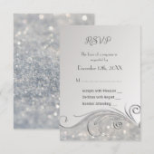 Sparkle Silver RSVP 25e Jubileum Kaartje (Voorkant / Achterkant)