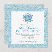 Sparkle Snowflake Blauwgroen 1e verjaardag Kaart (Voorkant / Achterkant)