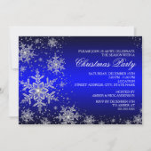 Sparkle Snowflake Blue Christmas Party Invitation (Devant)