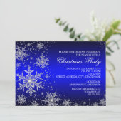 Sparkle Snowflake Blue Kerstparty nodigt uit Kaart (Staand voorkant)