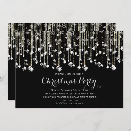 Sparkle Stars Chrismas Invitation (Devant / Derrière)