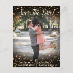 Sparkle Stars Photo Overlay Wedding Save the Date Aankondigingskaart