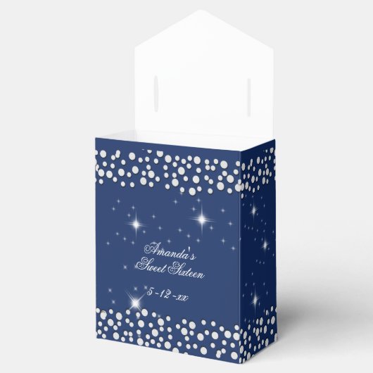 Sparkle Stars Silver Stippen Navy Blue Bedankdoosjes (Geopend)