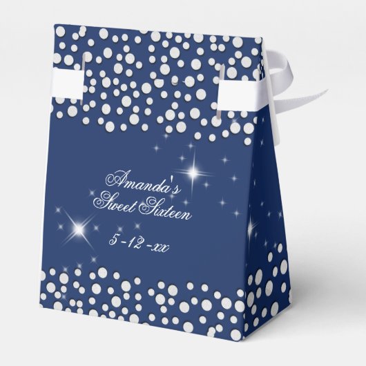 Sparkle Stars Silver Stippen Navy Blue Bedankdoosjes (Achterkant)