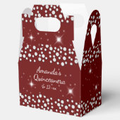 Sparkle Stars Silver Stippen Red Quinceanera Bedankdoosjes (Geopend)