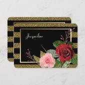 Sparkle Stripe Roos Bridesmaid Invitation Kaart (Voorkant / Achterkant)