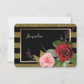 Sparkle Stripe Roos Bridesmaid Invitation Kaart (Voorkant)