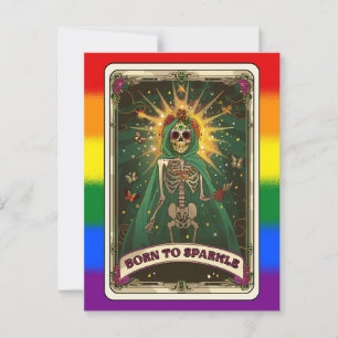 Sparkle Tarot LGBT Pride Skeleton Briefkaart