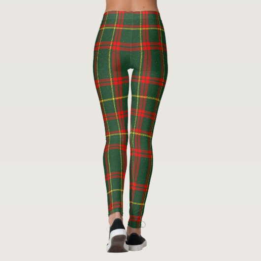 Sparkle Tartan Plaid Rood Groen Kerstmis Leggings (Achterkant)