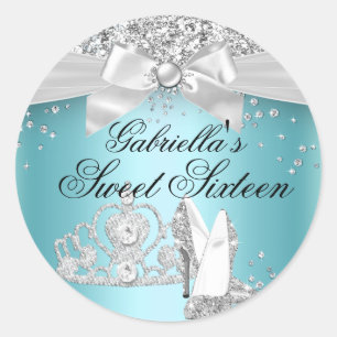 Sparkle Tiara Hoge Hakken Teal Sweet 16 Sticker