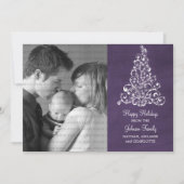 Sparkle Tree Chalkboard Flat Photo Card, Paars Feestdagenkaart (Voorkant)