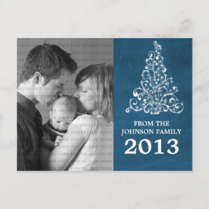 Sparkle Tree Chalkboard Foto Briefkaart, blauw Briefkaart