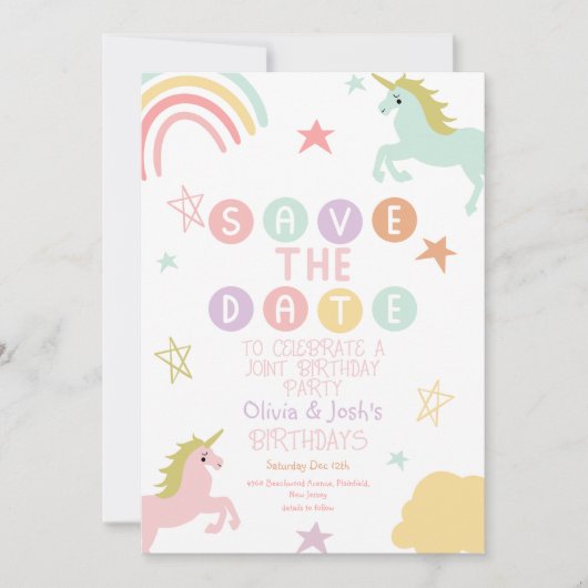 Sparkle Unicorn Sla de datum op Kaart (Voorkant)