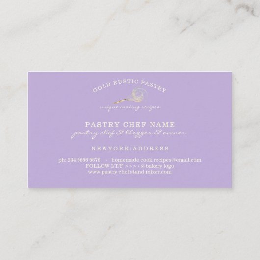 Sparkle Whisk Glitter Gold Bakery Glitz paars Visitekaartje (Achterkant)