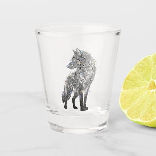 Sparkle wolf sot glass shot glas (Voorkant)