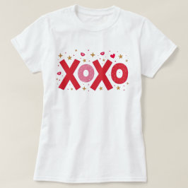 Sparkle XOXO love typography harten sterren op wit T-shirt