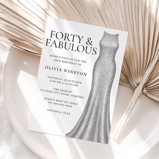 Sparkle zilveren jurk vrouwen 40ste verjaardagsfee kaart