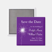 Sparkler Bruiloft Paarse Save the Date Magnet Magneet (Voorkant / Achterkant)