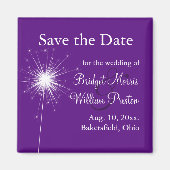 Sparkler Bruiloft Paarse Save the Date Magnet Magneet (Voorkant)