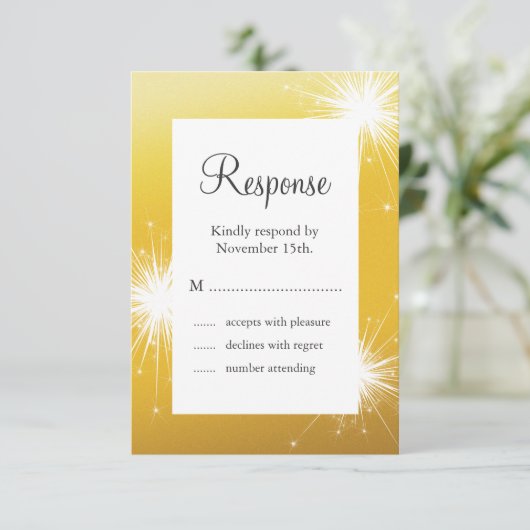 Sparkler Gold Wedding RSVP (Debout devant)