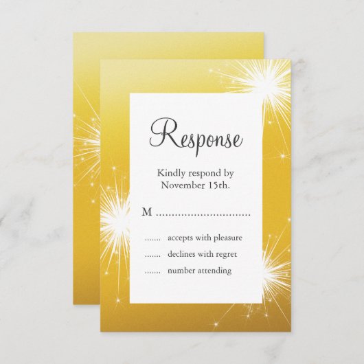 Sparkler Gold Wedding RSVP (Devant / Derrière)