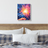 Sparkler New Year Celebration Watercolor Canvas Afdruk (Insitu (Slaapkamer))
