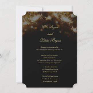 Sparkler Night Wedding Invitation Kaart