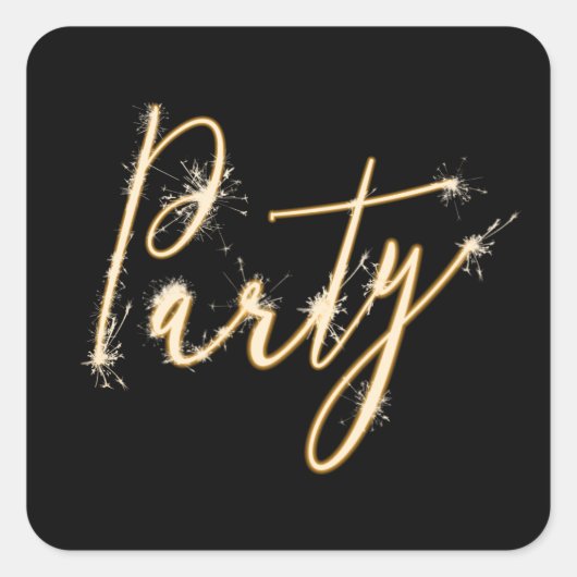 Sparkler Text op Black Vierkante Sticker (Voorkant)
