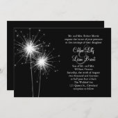 ("Sparkler Wedding Invitation") (zwart) Kaart (Voorkant / Achterkant)
