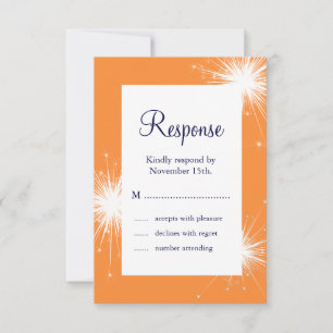 Sparkler Wedding RSVP (oranje) Kaartje