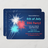 Sparklers 4th of Juli Uitnodigingen van de Partij  (Voorkant / Achterkant)
