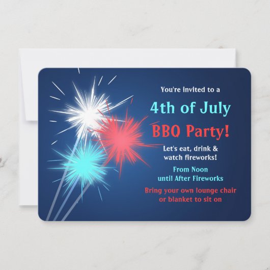 Sparklers 4th of Juli Uitnodigingen van de Partij  (Voorkant)
