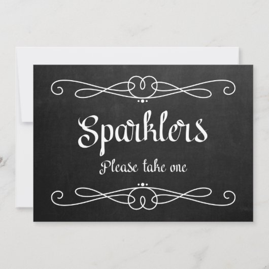 "Sparklers" Chalkboard Wedding Sign Kaart (Voorkant)
