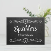 "Sparklers" Chalkboard Wedding Sign Kaart (Staand voorkant)