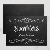 "Sparklers" Chalkboard Wedding Sign Kaart (Voorkant / Achterkant)