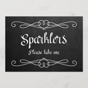 "Sparklers" Chalkboard Wedding Sign Kaart