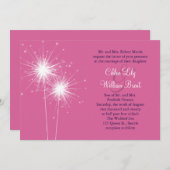 Sparklers Wedding Invitation (roze) Kaart (Voorkant / Achterkant)